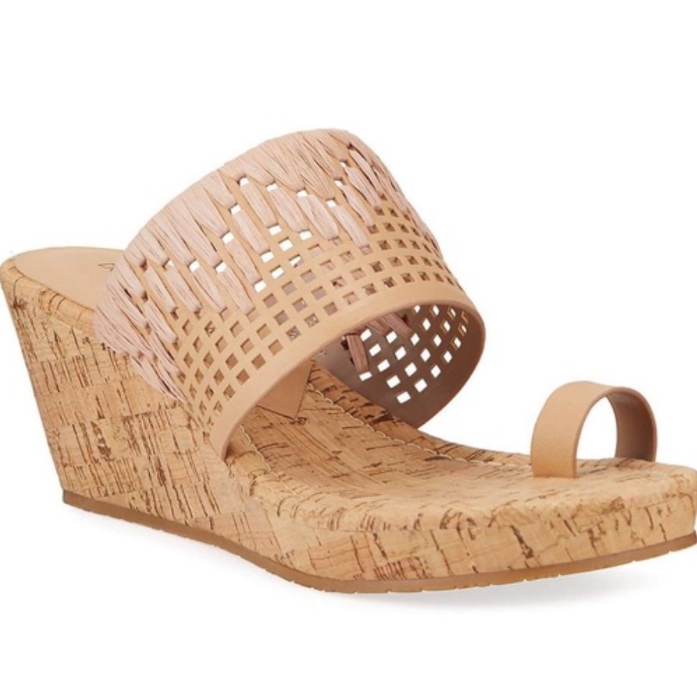 Donald Pliner Leather, Raffia and Cork Slide Wedges
